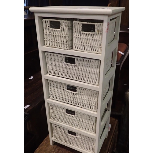 1584 - White painted cane drawers and a further small chest of white painted drawers. Not available for in-... 