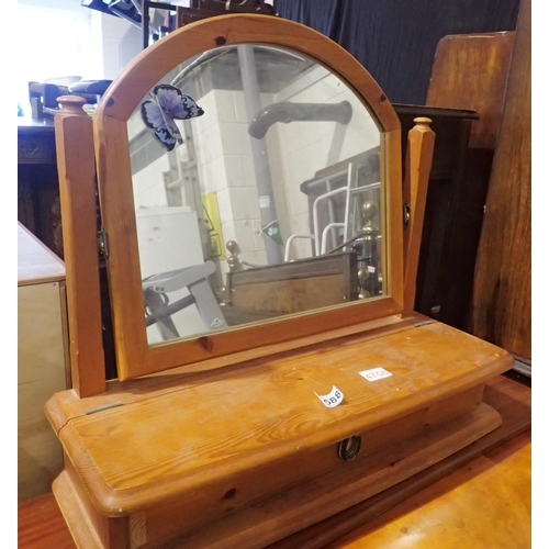 1588 - Pine mirror with lift top storage. Not available for in-house P&P