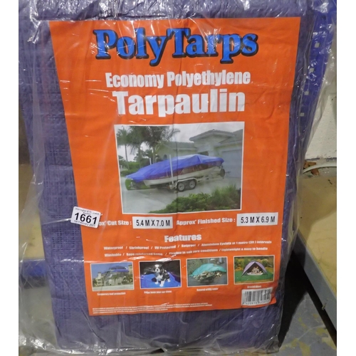 1661 - New and unused multi-purpose tarpaulin 5.4 x 7 m. P&P Group 1 (£14+VAT for the first lot and £1+VAT ... 