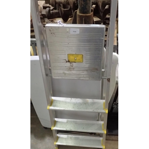 1664 - Four step folding aluminium ladders. Not available for in-house P&P