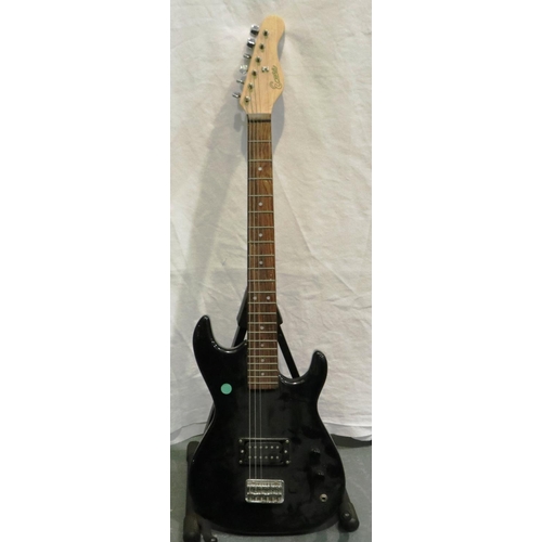 403 - Encore black electric guitar. P&P Group 3 (£25+VAT for the first lot and £5+VAT for subsequent lots)