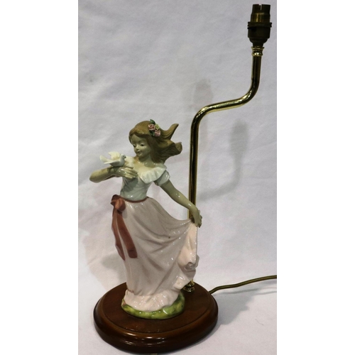 352 - Figural table lamp on wooden base, H: 65 cm. All electrical items in this lot have been PAT tested f... 