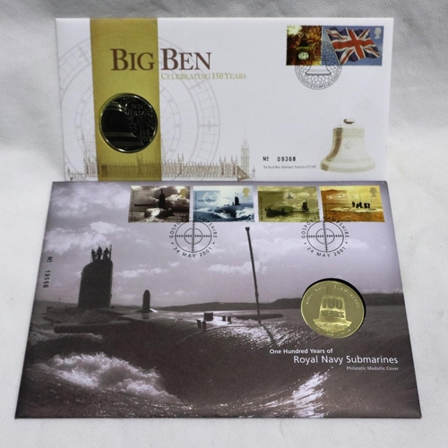 362 - Two albums of medallic first day covers to include Celebrating 150 Years of Big Ben. P&P Group 2 (£1... 