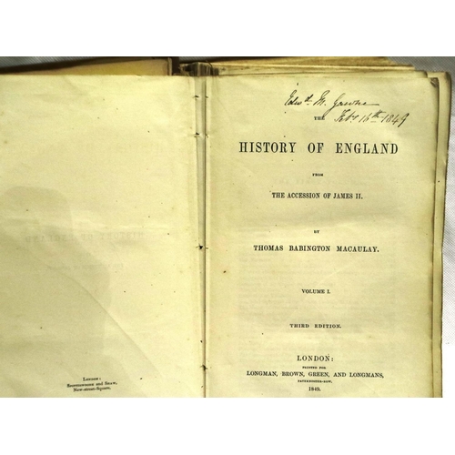 382 - Macaulays History of England in five volumes, cloth bound, PUB GT SEQ 1849. P&P Group 2 (£18+VAT for... 