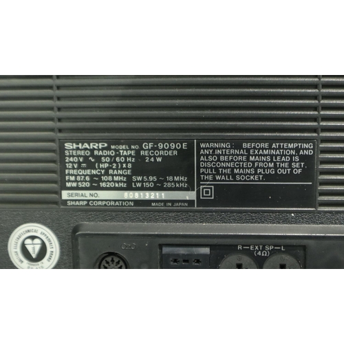 398 - Sharp GF-9090E radio cassette in original gold retail box, good cosmetic condition. All electrical i... 