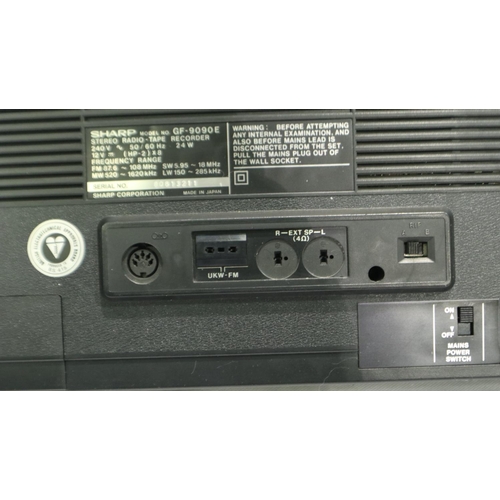 398 - Sharp GF-9090E radio cassette in original gold retail box, good cosmetic condition. All electrical i... 