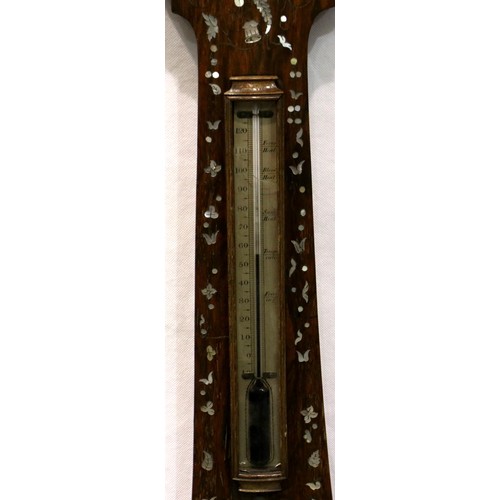 346A - Mother of pearl inlaid banjo barometer, H: 95 cm. P&P Group 2 (£18+VAT for the first lot and £3+VAT ... 