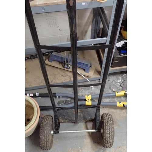 1632 - Black sack truck with pneumatic tyres. Not available for in-house P&P