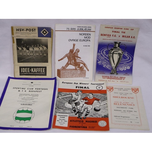 2211F - Six mixed European football programmes, circa 1960s. P&P Group 1 (£14+VAT for the first lot and £1+V... 