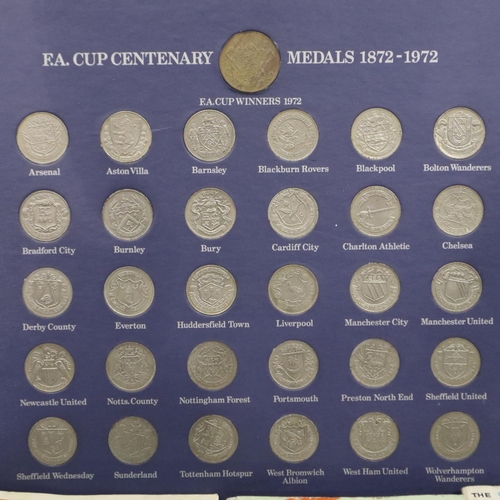 2211I - Collection of 100 Years of Football and 1996 England squad medallions and mixed football ephemera an... 