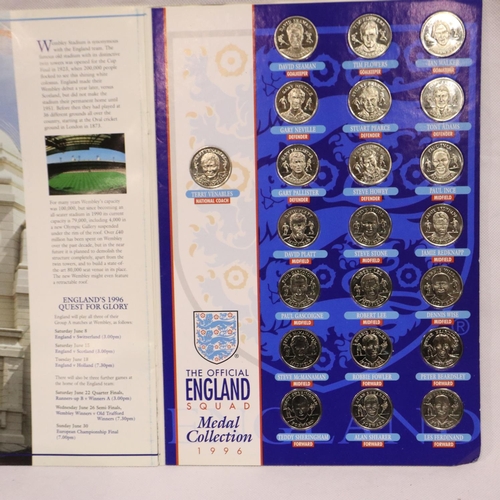 2211I - Collection of 100 Years of Football and 1996 England squad medallions and mixed football ephemera an... 