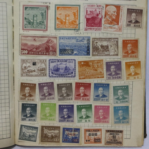 377A - World stamp album with two pages of China. P&P Group 2 (£18+VAT for the first lot and £3+VAT for sub... 