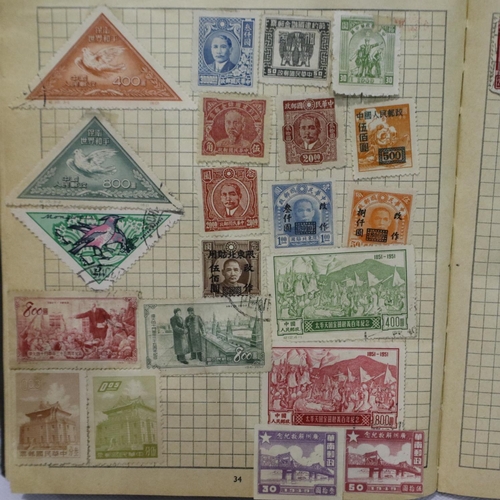 377A - World stamp album with two pages of China. P&P Group 2 (£18+VAT for the first lot and £3+VAT for sub... 