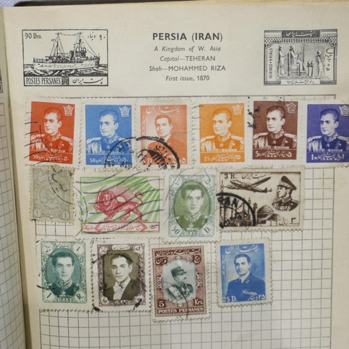 377A - World stamp album with two pages of China. P&P Group 2 (£18+VAT for the first lot and £3+VAT for sub... 