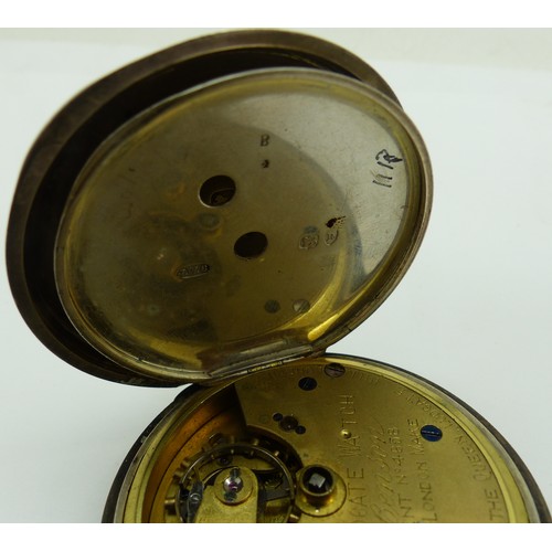 75 - JW Benson, London hallmarked silver pocket watch, not working at lotting, D: 50 mm. P&P Group 1 (£14... 