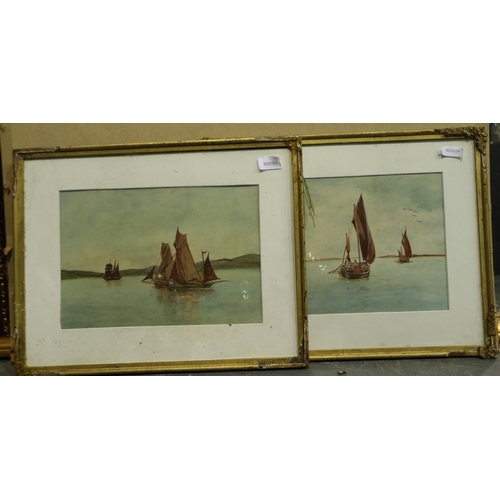 2031 - A pair of unattributed gouache on paper, in the manner of Garman Morris, Fishing Boats, each 32 x 22... 