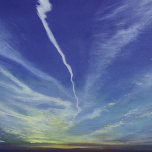 2035 - Paul Cousins (contemporary): oil on canvas, Vapour Trails, dated 2005 verso, 100 x 100 cm. Not avail... 