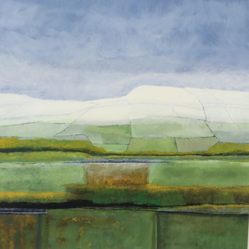 2037 - Contemporary unattributed watercolour, fields and meadows, 24 x 24 cm, unsigned. Not available for i... 