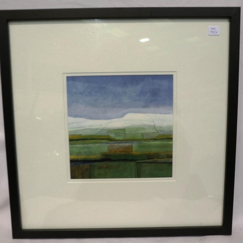 2037 - Contemporary unattributed watercolour, fields and meadows, 24 x 24 cm, unsigned. Not available for i... 