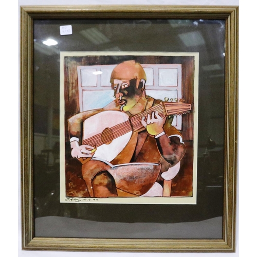 2050 - Geoffrey Key (B. 1941): mixed media on paper, Lute, dated 14.7.97, signed and inscribed verso, 33 x ... 