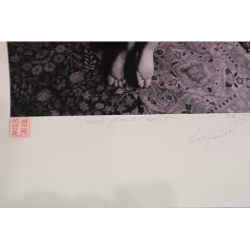 2052 - China Hamilton (1946-2018): pencil signed photographic print, Naked Upon A Carpet, stamped, overall ... 