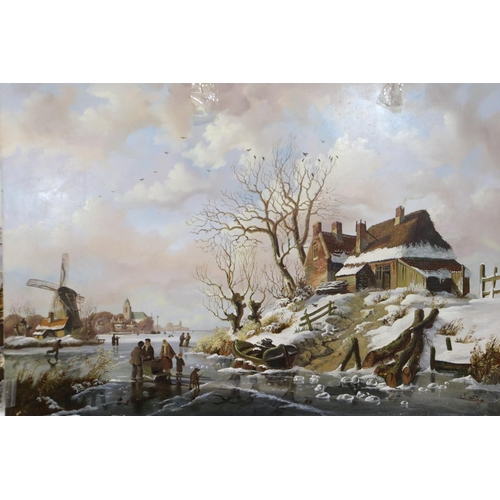 2002 - Evan Strit pair of oils on board, Dutch winter scenes, each 42 x 32 cm. Not available for in-house P... 