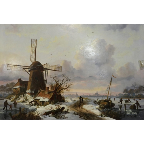 2002 - Evan Strit pair of oils on board, Dutch winter scenes, each 42 x 32 cm. Not available for in-house P... 