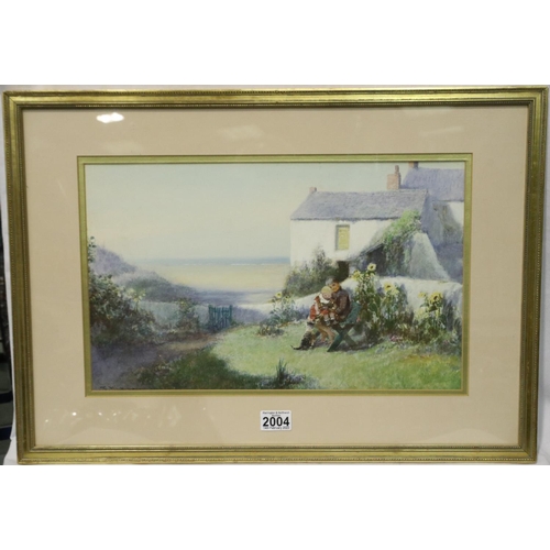 2004 - Late 19th century watercolour on paper, In A Fishermans Garden Near Ilfracombe, indistinctly signed,... 