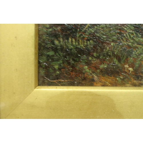 2008 - R Mont? (19th century): oil on board, dense forest, indistinctly signed, 30 x 22 cm. Not available f... 