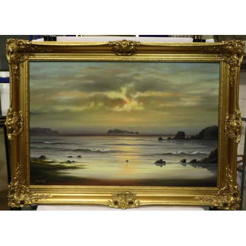 2010 - Alfred Beardsley (20th century): oil on canvas, seascape, 75 x 50 cm. Not available for in-house P&P... 