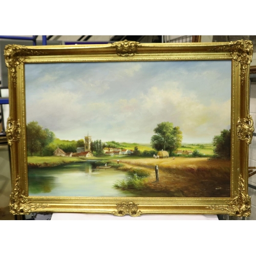 2020 - Attributed to Cyril Wheeler (20th century): oil on canvas, riverside scene, 90 x 60 cm. Not availabl... 