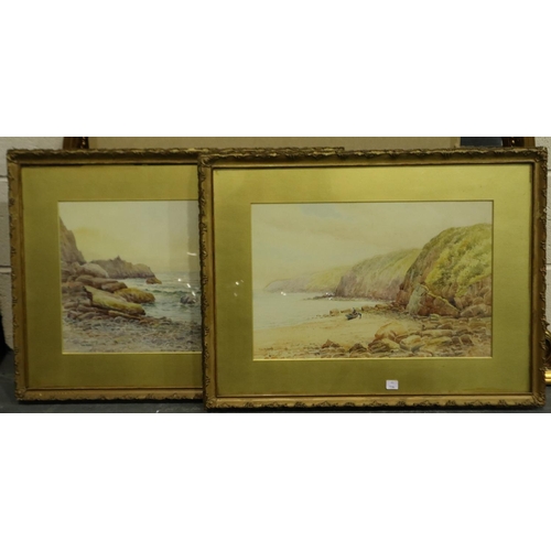 2021 - Fred Wildash (19th/20th century): a pair of watercolours, coastal landscapes, each 30 x 55 cm. Not a... 