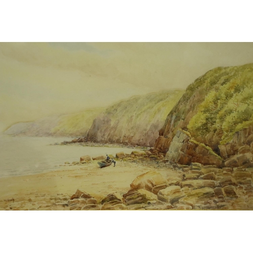 2021 - Fred Wildash (19th/20th century): a pair of watercolours, coastal landscapes, each 30 x 55 cm. Not a... 