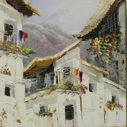 2023 - 20th century acrylic on board, Italian town, indistinctly signed, 40 x 30 cm. Not available for in-h... 