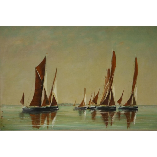 2024 - VC Tiarks (20th century): oil on board, Annual Sailing Barge Race, dated 1970, 90 x 60 cm. Not avail... 