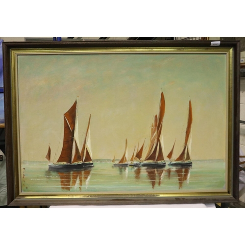 2024 - VC Tiarks (20th century): oil on board, Annual Sailing Barge Race, dated 1970, 90 x 60 cm. Not avail... 