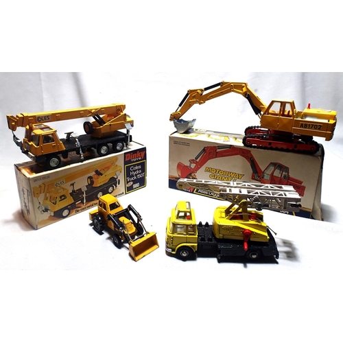 2016 - Dinky toys cranes/construction vehicles x4, comprising Jones Fleet Master and Muir Hill, both in goo... 