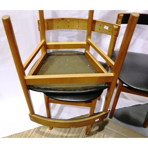 2088 - Set of four Danish mid 20th century dining chairs, one back rest missing. Not available for in-house... 