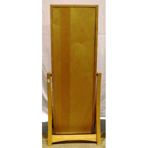 2096 - A modern beech framed cheval dressing mirror with shaped supports, overall H: 163 cm. Not available ... 