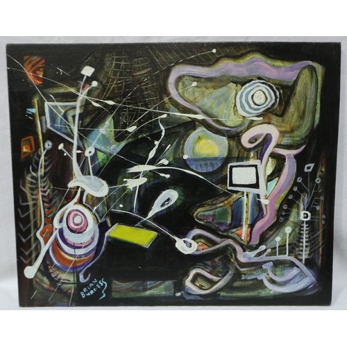 2061 - Brian Burgess (b 1935): oil on board, abstract, 49 x 39, signed to lower left. Not available for in-... 