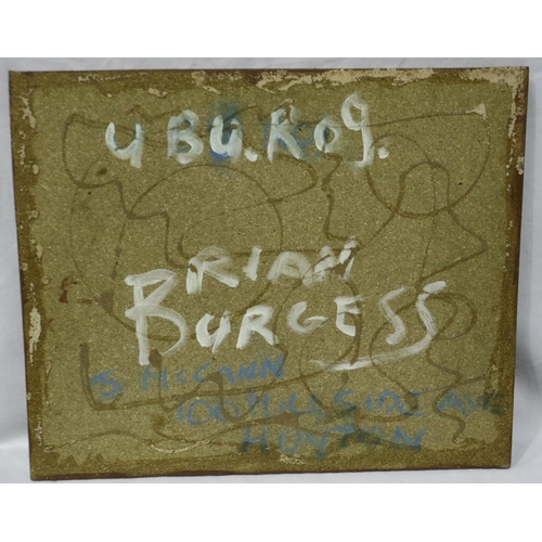 2061 - Brian Burgess (b 1935): oil on board, abstract, 49 x 39, signed to lower left. Not available for in-... 