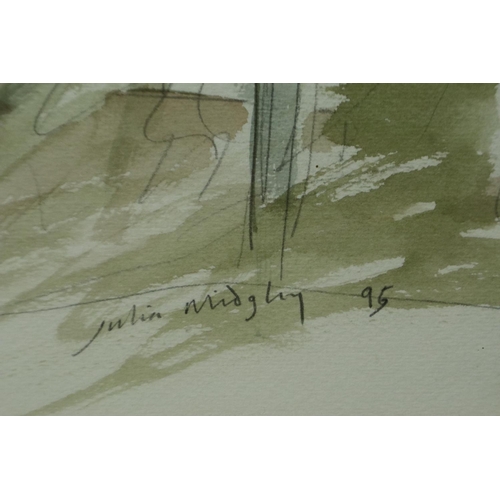 2063 - Julia Midgley (B. 1948): watercolour, Bastille De Picasso, labels verso, 44 x 29 cm. Not available f... 