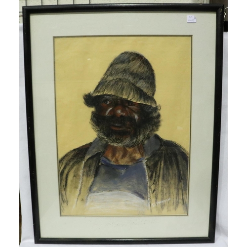 2065 - D. Parvin (20th century): pastels portrait, Trevor, circa 1975 with handwritten letter verso, 53 x 3... 