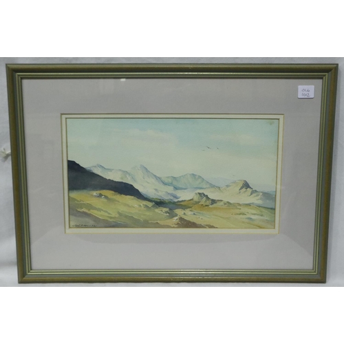 2070 - Nigel Dixon (B. 1933): watercolour, Hardnott Summit, 34 x 28 cm. Not available for in-house P&P