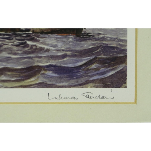 2071 - E A Cadge (20th century): watercolour, Carmania Liverpool, label verso, 36 x 28 cm with a further Li... 