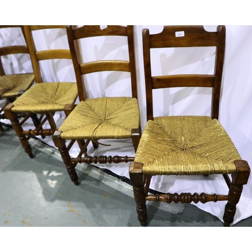 2106 - A set of five 19th century elm rush-seat country chairs. Not available for in-house P&P