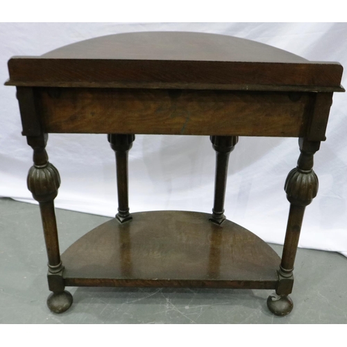 2127 - Oak console table with single drawer and turned supports. Not available for in-house P&P