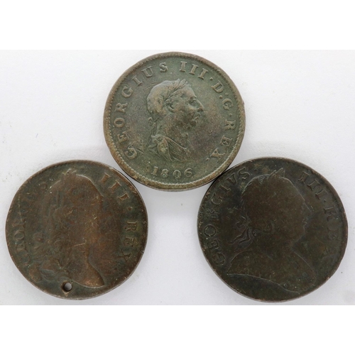 2019 - Early milled copper coinage including Hibernia type (3). P&P Group 0 (£5+VAT for the first lot and £... 