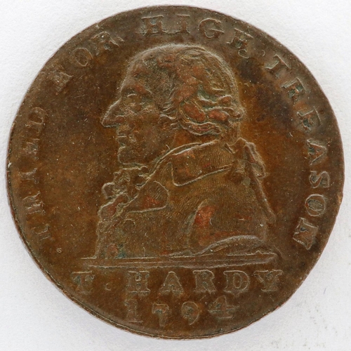 2050 - 1794 High Treason charge token. P&P Group 0 (£5+VAT for the first lot and £1+VAT for subsequent lots... 
