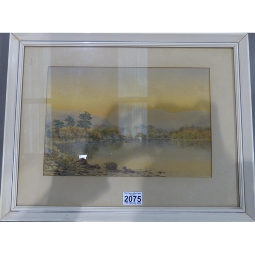 2075 - William Taylor Longmire (1841-1914): watercolour, landscape with lake at dawn, signed and dated 1893... 